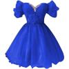 imageYoujiayi Off Shoulder Homecoming Dresses for Teens Sparkly Lace Tulle DAMA Dress for Quinceanera Beaded Short Prom GownRoyal Blue