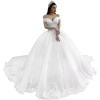 imageYoujiayi Off Shoulder Wedding Dresses for Bride Lace Appliques Bridal Gown for Women Princess A Line Wedding Ball GownStyle13white