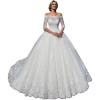 imageYoujiayi Princess 34 Sleeve Wedding Dresses for Bride Puffy Lace Tulle Bridal Gown Off Shoulder Wedding Gowns with TrainIvory