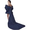 imageYoujiayi Satin Homecoming Dresses for Teens Square Neck DAMA Dresses for Quinceanera Short Wedding Dresses with Bow TrainNavy