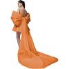 imageYoujiayi Satin Homecoming Dresses for Teens Square Neck DAMA Dresses for Quinceanera Short Wedding Dresses with Bow TrainOrange