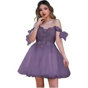 imageYoujiayi 3D Butterfly Homecoming Dresses Sparkly Floral Tulle DAMA Dresses for Quinceanera Sequin Short Prom Dress for TeensDusty Mauve
