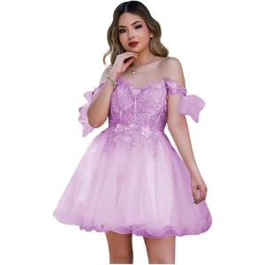 imageYoujiayi 3D Butterfly Homecoming Dresses Sparkly Floral Tulle DAMA Dresses for Quinceanera Sequin Short Prom Dress for TeensLilac