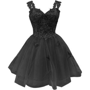 imageYoujiayi 3D Butterfly Short Homecoming Dresses for Teens Off Shoulder DAMA Dresses for Quinceanera Glitter Sequin Prom DressBlack