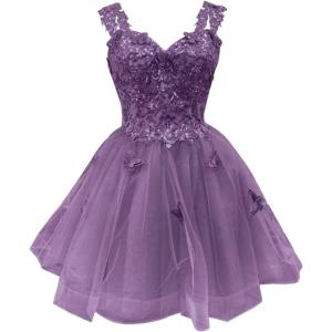 imageYoujiayi 3D Butterfly Short Homecoming Dresses for Teens Off Shoulder DAMA Dresses for Quinceanera Glitter Sequin Prom DressDusty Mauve