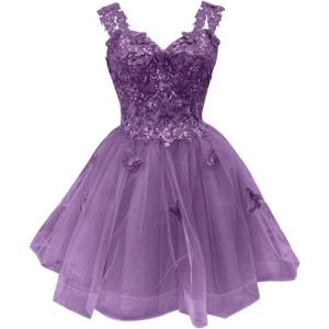 imageYoujiayi 3D Butterfly Short Homecoming Dresses for Teens Off Shoulder DAMA Dresses for Quinceanera Glitter Sequin Prom DressDusty Purple