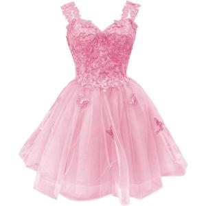 imageYoujiayi 3D Butterfly Short Homecoming Dresses for Teens Off Shoulder DAMA Dresses for Quinceanera Glitter Sequin Prom DressPink