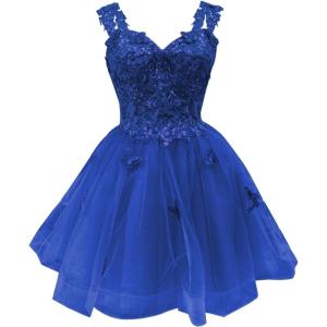 imageYoujiayi 3D Butterfly Short Homecoming Dresses for Teens Off Shoulder DAMA Dresses for Quinceanera Glitter Sequin Prom DressRoyal Blue