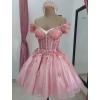 imageYoujiayi 3D Butterfly Homecoming Dresses for Teens Off Shoulder DAMA Dress for Quinceanera Sparkly Sequin Short Prom GownFuchsia