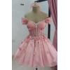 imageYoujiayi 3D Butterfly Homecoming Dresses for Teens Off Shoulder DAMA Dress for Quinceanera Sparkly Sequin Short Prom GownFuchsia