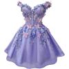 imageYoujiayi 3D Butterfly Short Homecoming Dresses for Teens Off Shoulder DAMA Dress for Quinceanera Puffy Tulle Short Prom GownDeep Burgundy