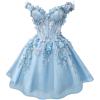 imageYoujiayi 3D Butterfly Short Homecoming Dresses for Teens Off Shoulder DAMA Dress for Quinceanera Puffy Tulle Short Prom GownFuchsia