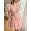 imageYoujiayi 3D Butterfly Short Homecoming Dresses for Teens Puffy Sleeve Lace Prom Dress V Neck Tulle Cocktail Dress for WomenChampagne