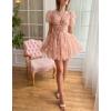 imageYoujiayi 3D Butterfly Short Homecoming Dresses for Teens Puffy Sleeve Lace Prom Dress V Neck Tulle Cocktail Dress for WomenDusty Purple