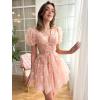 imageYoujiayi 3D Butterfly Short Homecoming Dresses for Teens Puffy Sleeve Lace Prom Dress V Neck Tulle Cocktail Dress for WomenDusty Purple
