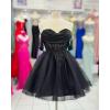 imageYoujiayi 3D Floral Short Homecoming Dress for Teens Sparkly Lace DAMA Dresses for Quinceanera Off Shoulder Beaded Ball GownBlack