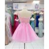 imageYoujiayi 3D Floral Short Homecoming Dress for Teens Sparkly Lace DAMA Dresses for Quinceanera Off Shoulder Beaded Ball GownPeach