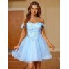 imageYoujiayi 3D Floral Short Homecoming Dresses for Teens Lace Beaded Short Prom Gown Off Shoulder DAMA Dress for QuinceaneraBright Pink