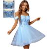 imageYoujiayi 3D Floral Short Homecoming Dresses for Teens Lace Beaded Short Prom Gown Off Shoulder DAMA Dress for QuinceaneraYellow Dark
