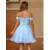 imageYoujiayi 3D Floral Short Homecoming Dresses for Teens Lace Beaded Short Prom Gown Off Shoulder DAMA Dress for QuinceaneraYellow Dark