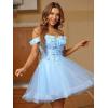 imageYoujiayi 3D Floral Short Homecoming Dresses for Teens Lace Beaded Short Prom Gown Off Shoulder DAMA Dress for QuinceaneraYellow Dark
