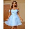 imageYoujiayi 3D Floral Short Homecoming Dresses for Teens Lace Beaded Short Prom Gown Off Shoulder DAMA Dress for QuinceaneraYellow Dark
