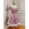 imageYoujiayi Off Shoulder Floral Homecoming Dresses for Teens Lace Beaded Short Prom Dress Puffy Tulle Mini Cocktail GownBerry