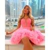 imageYoujiayi Ruffle Tulle Homecoming Dresses for Teens Sparkly Lace Short Prom Dress Spaghetti Strap DAMA Dress for WomenYellow Dark