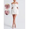 imageYoujiayi Satin Jacquard Homecoming Dresses with Bow Strapless Short Prom Dress Off Shoulder DAMA Dresses for QuinceaneraIvory