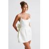 imageYoujiayi White Homecoming Dresses for Teens 2024 Satin Jacquard Homecoming Dresses with Bow Spaghetti Straps Short Prom Dress A Line Damas Dress Size 0