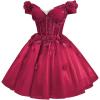 imageYoujiayi 3D Butterfly Homecoming Dresses for Teens Off Shoulder DAMA Dress for Quinceanera Sparkly Sequin Short Prom GownBerry