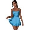 imageYoujiayi Satin Mini Homecoming Dresses for Teens Spaghetti Strap Short Prom Dress Layered Ruffles Cocktail Dress for WomenBlue
