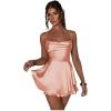 imageYoujiayi Satin Mini Homecoming Dresses for Teens Spaghetti Strap Short Prom Dress Layered Ruffles Cocktail Dress for WomenBlush Pink