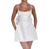 imageYoujiayi White Homecoming Dresses for Teens 2024 Satin Jacquard Homecoming Dresses with Bow Spaghetti Straps Short Prom Dress A Line Damas Dress Size 0