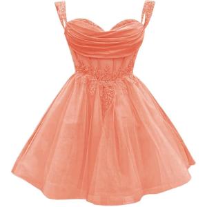 imageYoujiayi 3D Floral Short Homecoming Dress for Teens Sparkly Lace DAMA Dresses for Quinceanera Off Shoulder Beaded Ball GownCoral