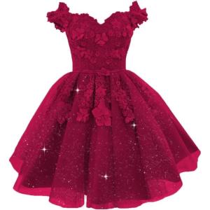 imageYoujiayi Off Shoulder Floral Homecoming Dresses for Teens Lace Beaded Short Prom Dress Puffy Tulle Mini Cocktail GownBerry