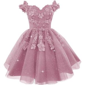 imageYoujiayi Off Shoulder Floral Homecoming Dresses for Teens Lace Beaded Short Prom Dress Puffy Tulle Mini Cocktail GownDusty Pink