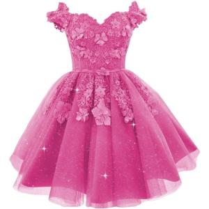 imageYoujiayi Off Shoulder Floral Homecoming Dresses for Teens Lace Beaded Short Prom Dress Puffy Tulle Mini Cocktail GownHot Pink