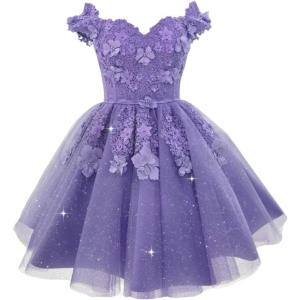 imageYoujiayi Off Shoulder Floral Homecoming Dresses for Teens Lace Beaded Short Prom Dress Puffy Tulle Mini Cocktail GownLavender Deep
