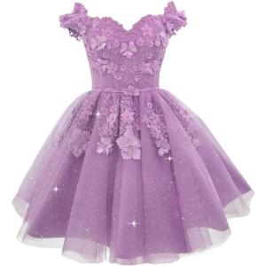 imageYoujiayi Off Shoulder Floral Homecoming Dresses for Teens Lace Beaded Short Prom Dress Puffy Tulle Mini Cocktail GownLilac