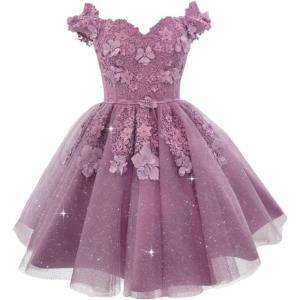 imageYoujiayi Off Shoulder Floral Homecoming Dresses for Teens Lace Beaded Short Prom Dress Puffy Tulle Mini Cocktail GownMauve