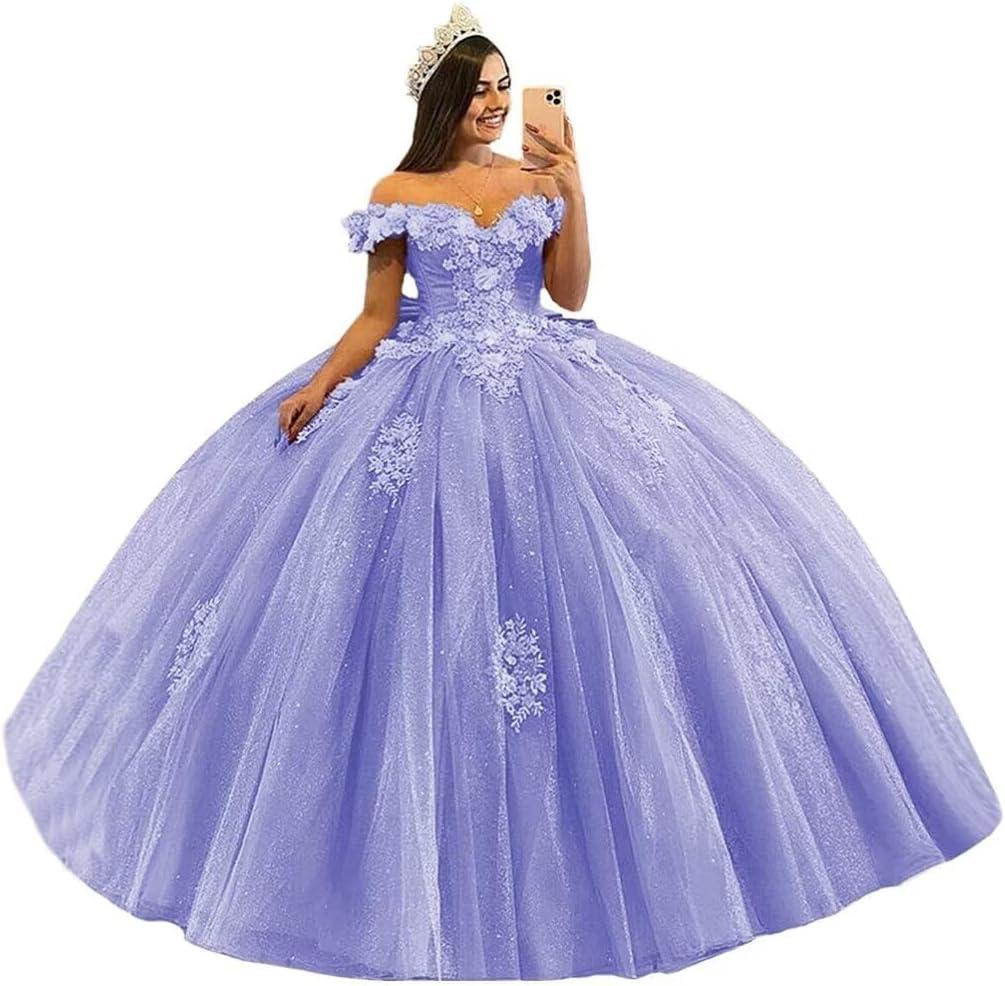 imageYoujiayi 3D Floral Quinceanera Dresses with Bow Off Shoulder Beaded Sweet 16 Dresses Puffy Lace Appliques Long Ball GownDusty Rose