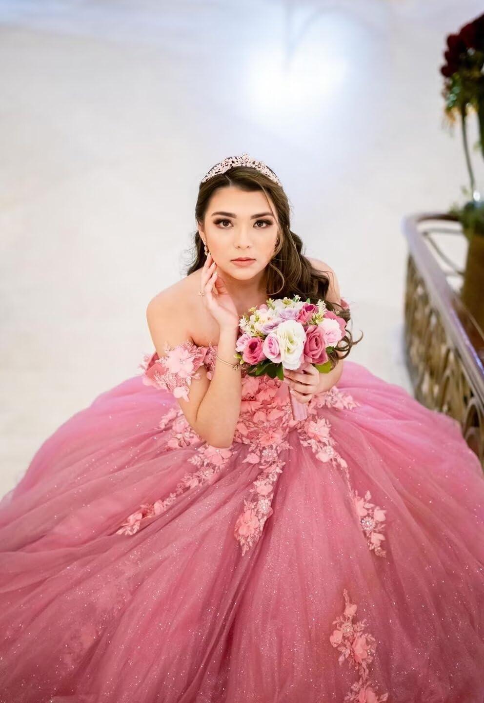 imageYoujiayi 3D Floral Quinceanera Dresses with Bow Off Shoulder Beaded Sweet 16 Dresses Puffy Lace Appliques Long Ball GownLight Mint