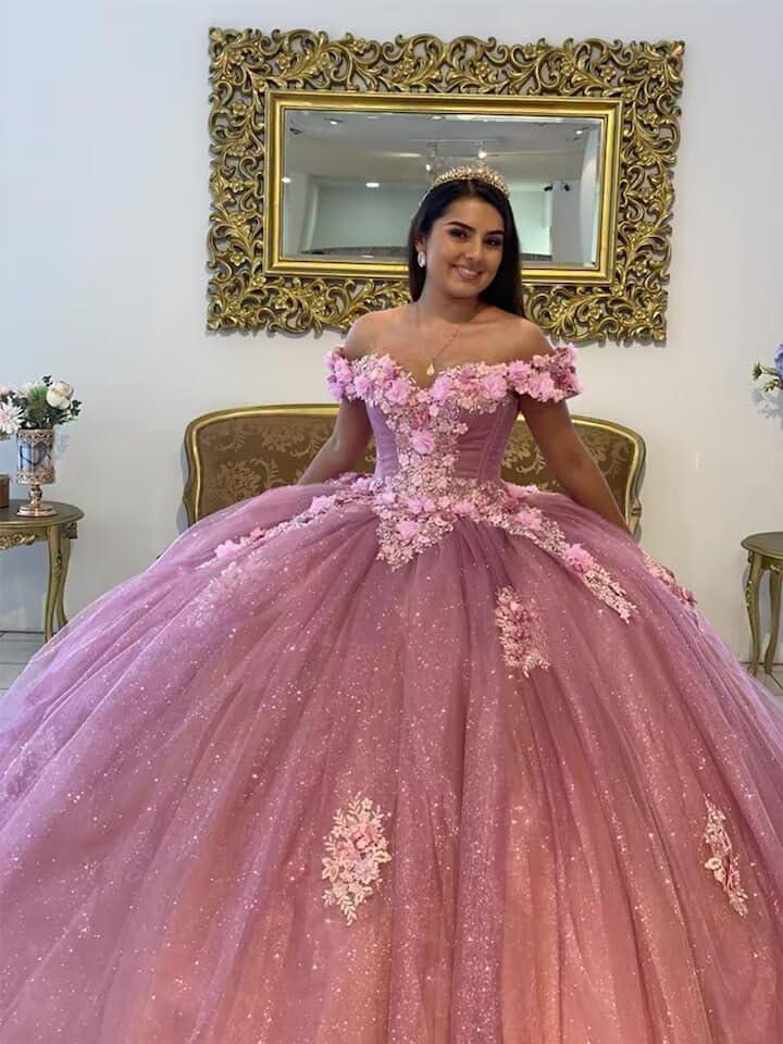 imageYoujiayi 3D Floral Quinceanera Dresses with Bow Off Shoulder Beaded Sweet 16 Dresses Puffy Lace Appliques Long Ball GownLight Mint