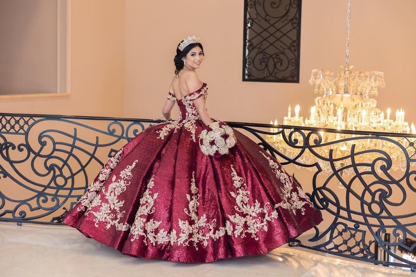 imageYoujiayi Sparkly Sequin Quinceanera Dresses Gold Appliques Ball Gowns Off Shoulder Beaded Sweet 16 Dresses for WomenPink