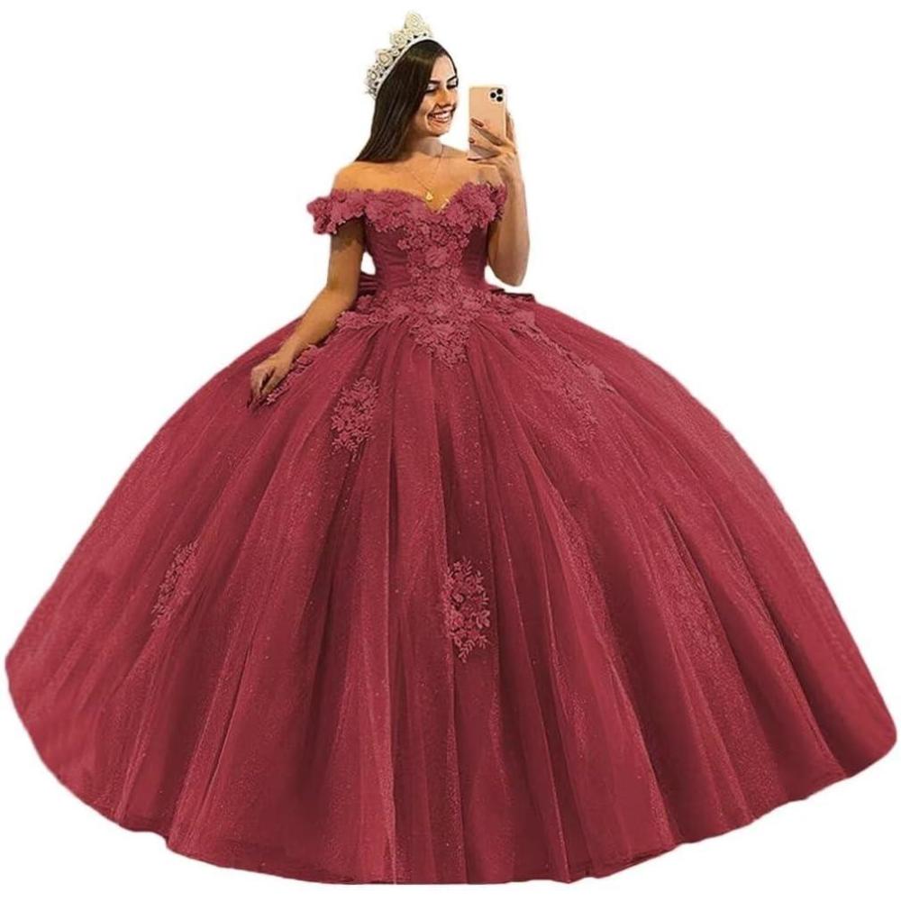 imageYoujiayi 3D Floral Quinceanera Dresses with Bow Off Shoulder Beaded Sweet 16 Dresses Puffy Lace Appliques Long Ball GownDesert Rose