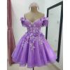 imageYoujiayi 3D Butterfly Short Homecoming Dresses Lace Sequin DAMA Dress for Quinceanera Off Shoulder Short Prom Gown for TeensMint