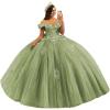 imageYoujiayi 3D Floral Quinceanera Dresses with Bow Off Shoulder Beaded Sweet 16 Dresses Puffy Lace Appliques Long Ball GownBlue