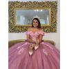 imageYoujiayi 3D Floral Quinceanera Dresses with Bow Off Shoulder Beaded Sweet 16 Dresses Puffy Lace Appliques Long Ball GownDusty Mauve
