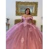 imageYoujiayi 3D Floral Quinceanera Dresses with Bow Off Shoulder Beaded Sweet 16 Dresses Puffy Lace Appliques Long Ball GownLight Mint